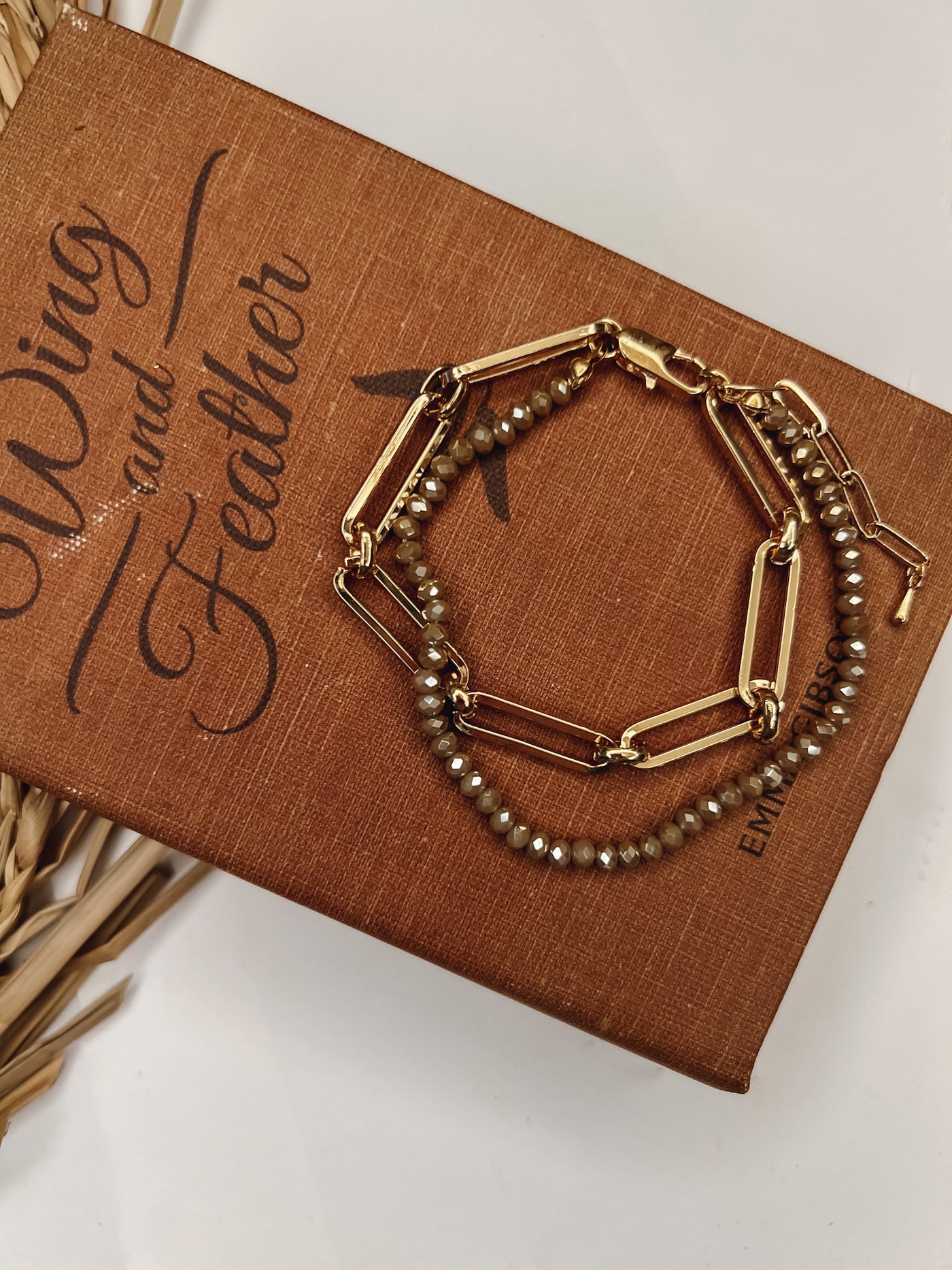 Beaded Chain Link Lobster Clasp Bracelet