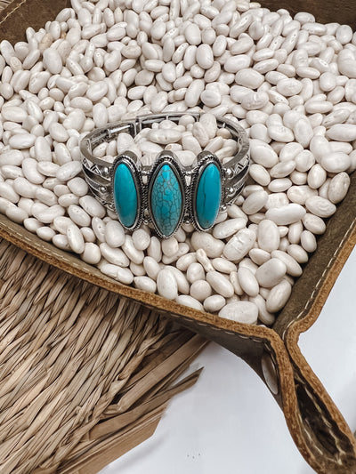Oval Turquoise Stone Bangle Bracelet
