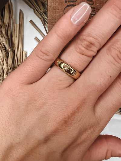 Star Engraved Eternity Ring