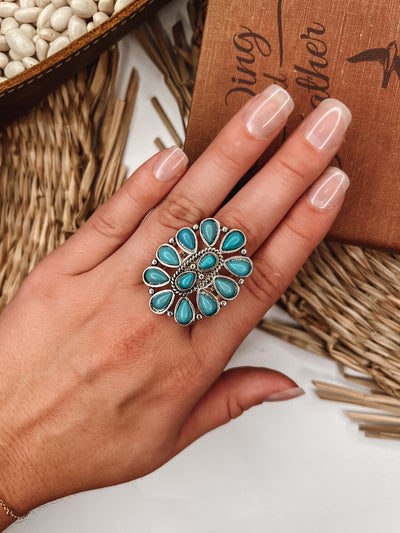 Multi Teardrop Turquoise Statement Ring