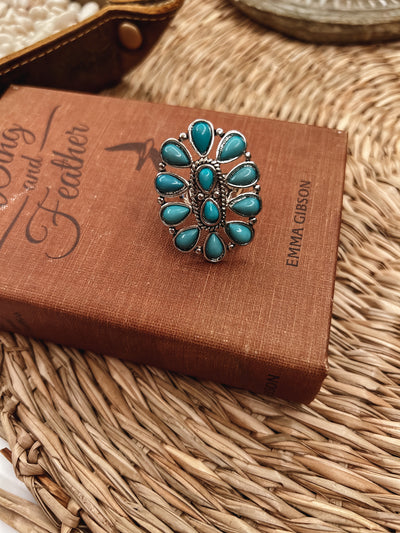 Multi Teardrop Turquoise Statement Ring