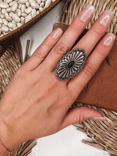Antique Oval Flower Statement Ring