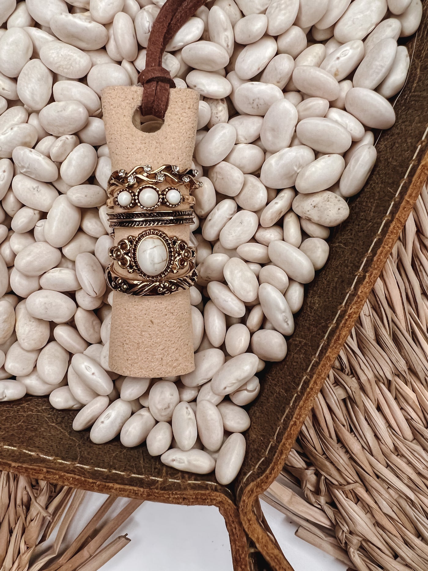 Antique Stackable Stone Ring Set