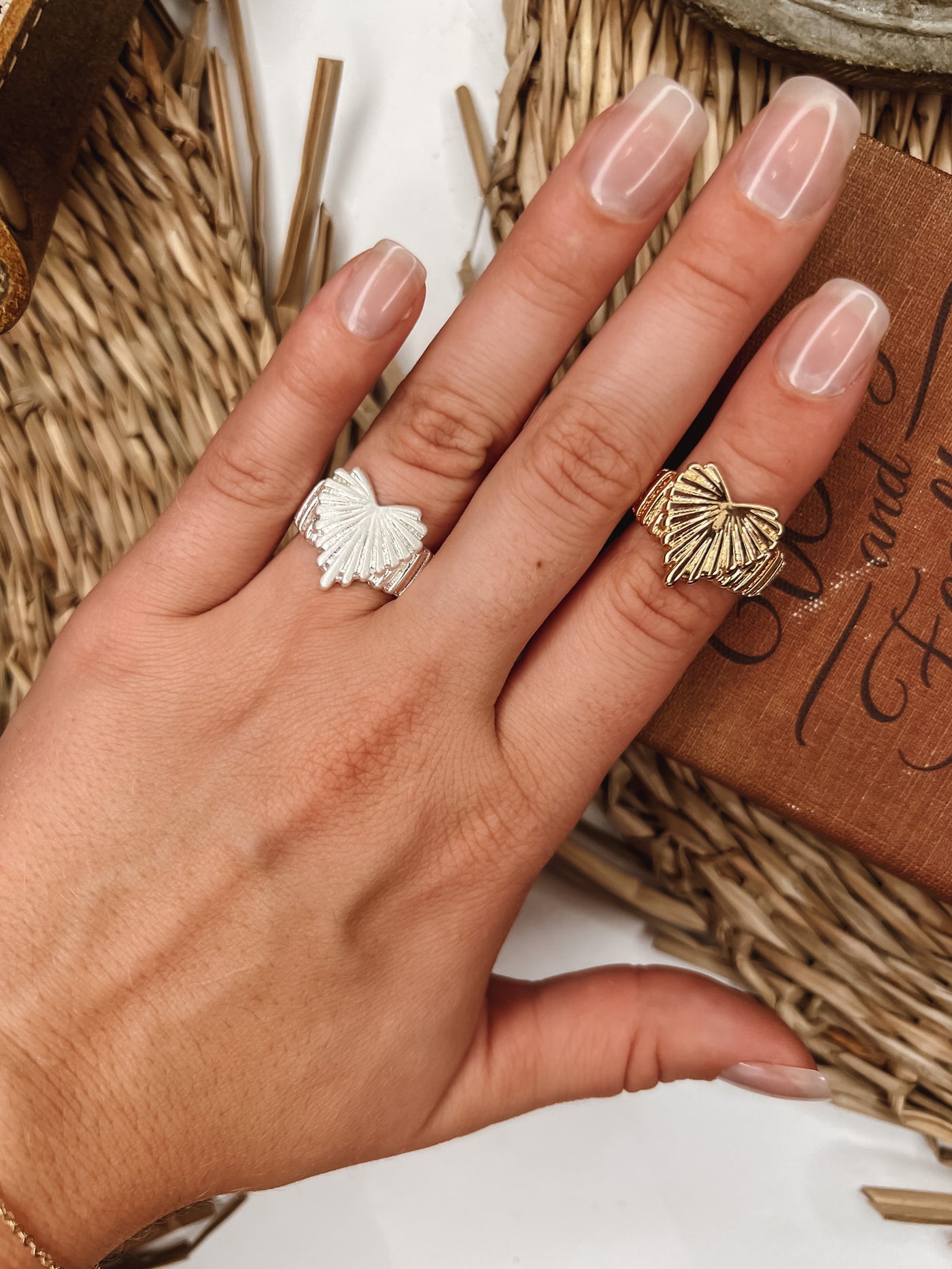 Ribbed Heart Statement Ring