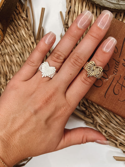 Ribbed Heart Statement Ring