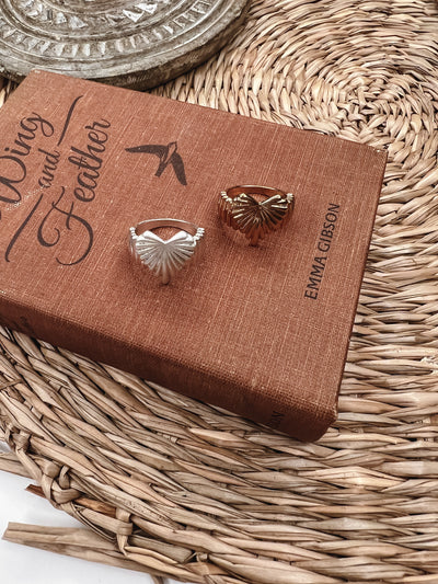 Ribbed Heart Statement Ring