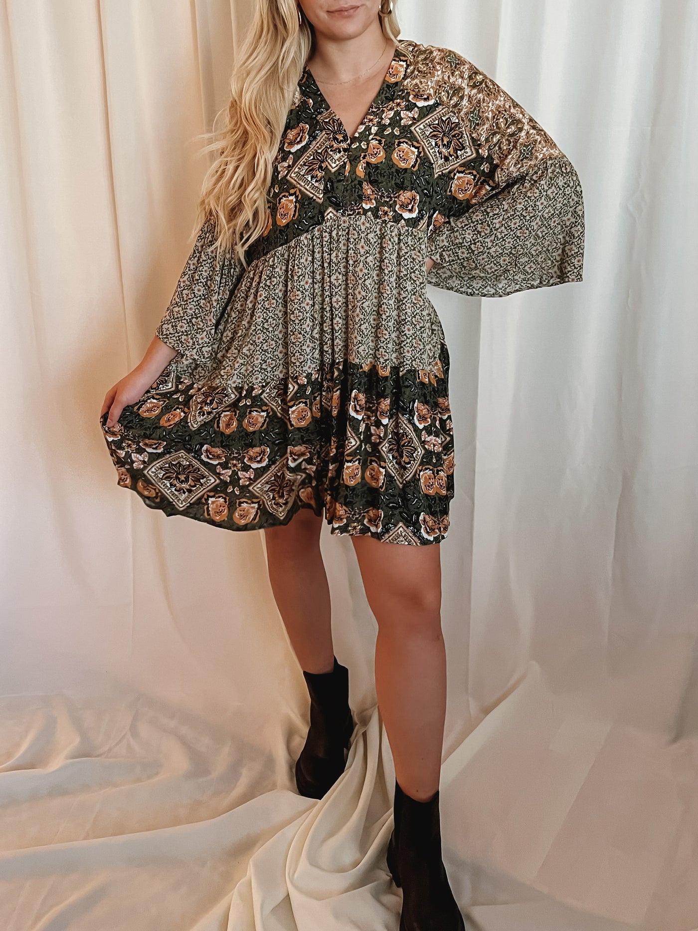 Boho Bell Sleeve Tunic Dress