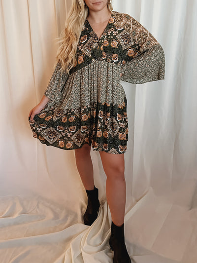 Boho Bell Sleeve Tunic Dress