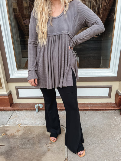 Scoop Neck Rib Knit Top