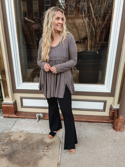 Scoop Neck Rib Knit Top