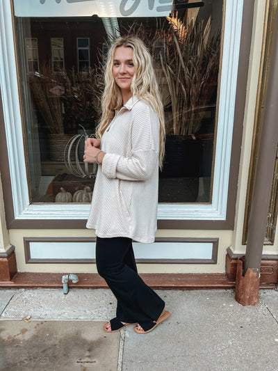 Oversized Ivory Quarter Zip Pullover