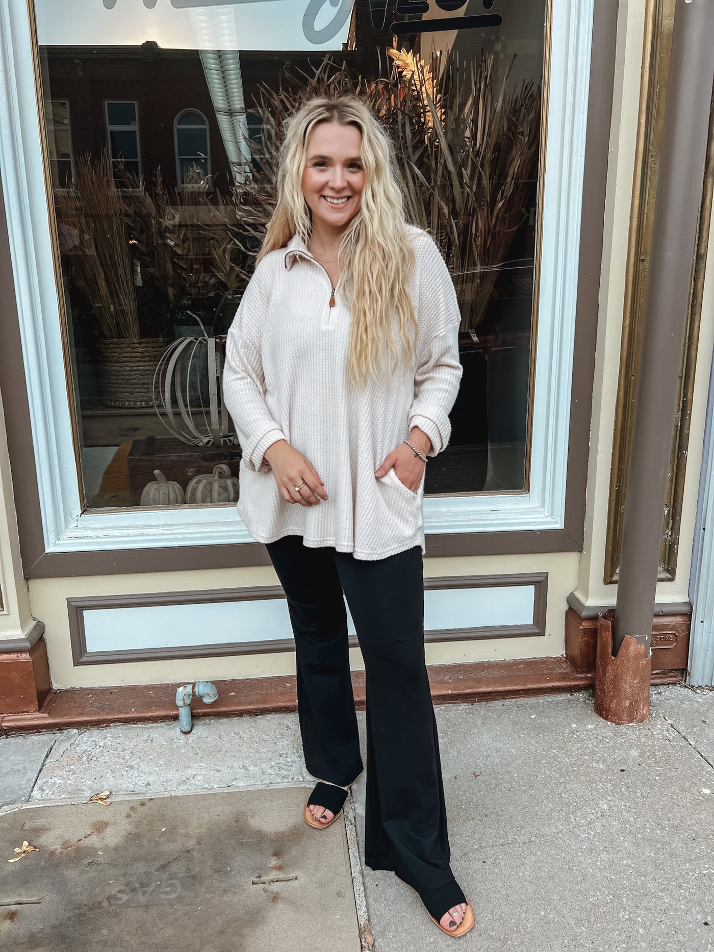 Oversized Ivory Quarter Zip Pullover