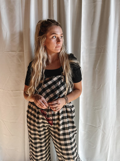 Plaid Wide Leg Overall