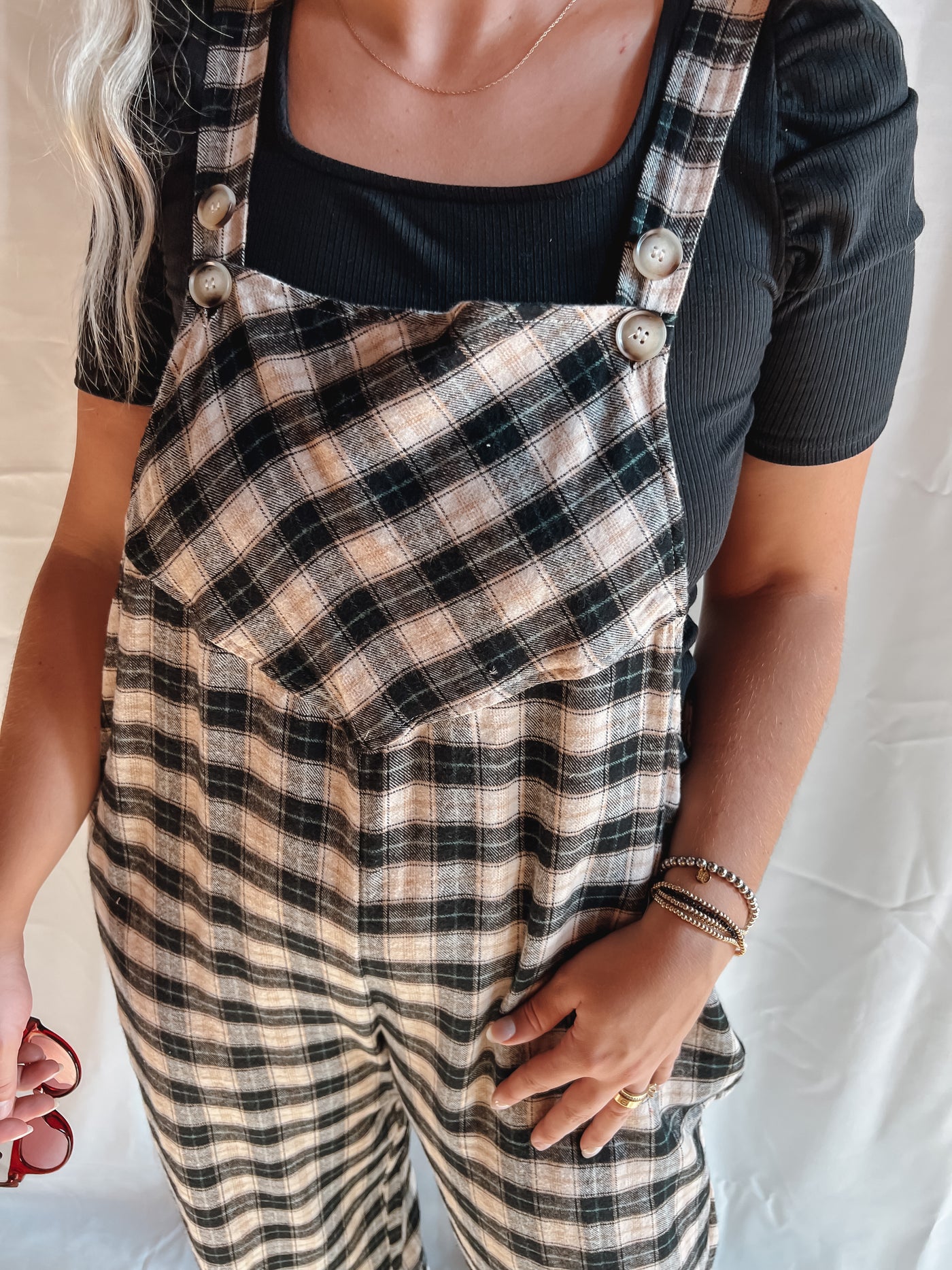 Plaid Wide Leg Overall