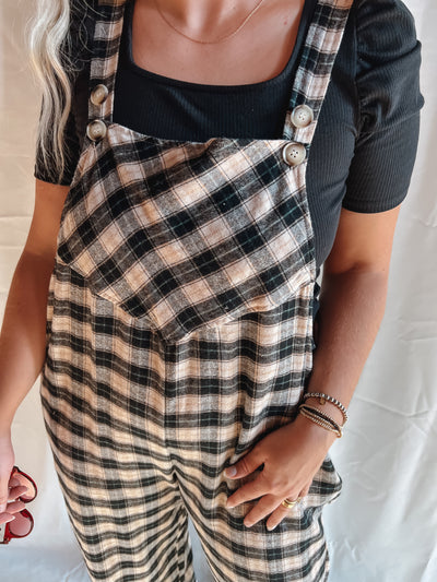 Plaid Wide Leg Overall