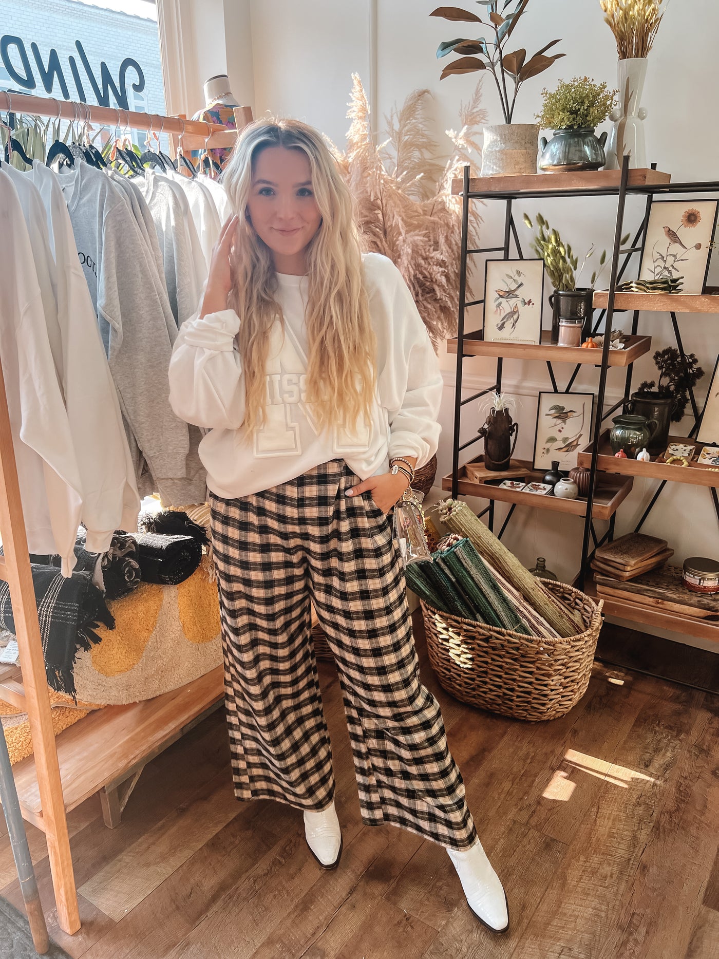 Plaid Wide Leg Overall