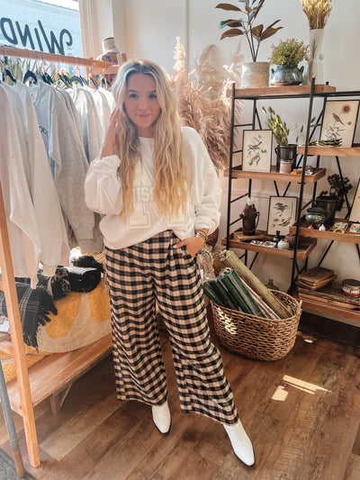 Plaid Wide Leg Overall
