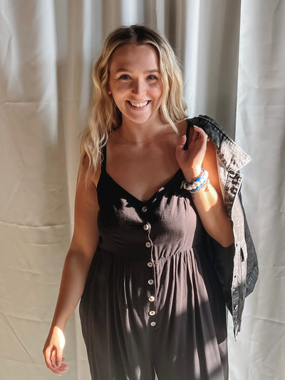 Wide Leg Button Jumpsuit