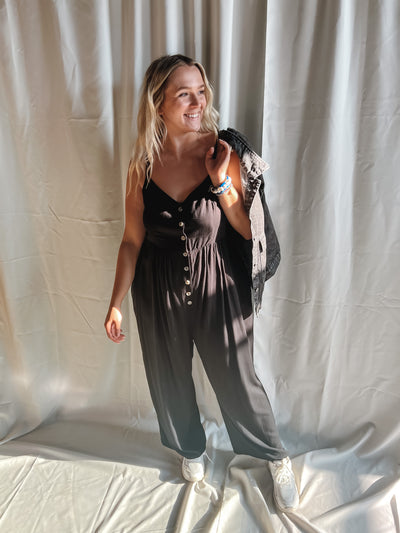 Wide Leg Button Jumpsuit