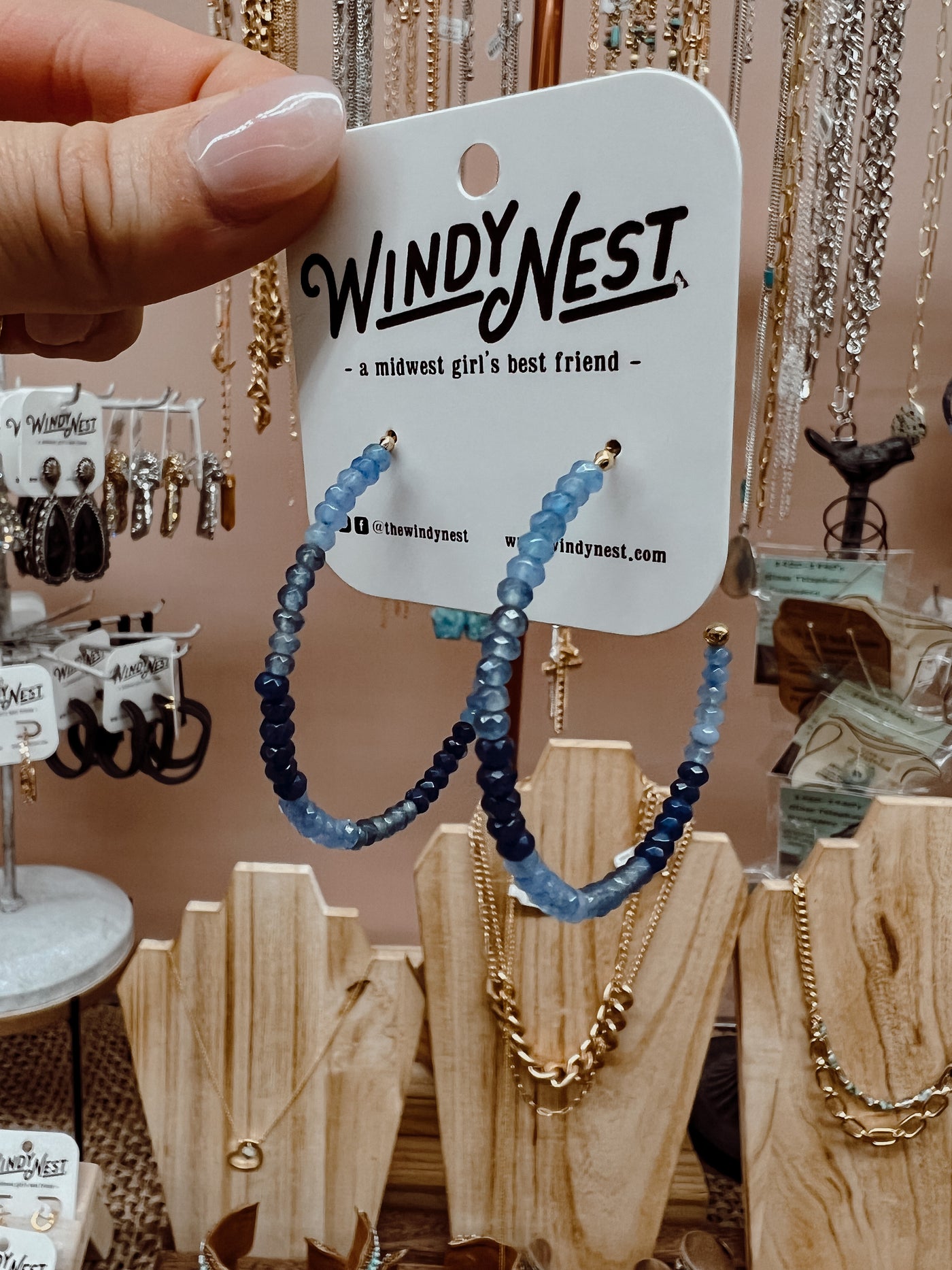 Multi-Color Stone Hoop Earrings