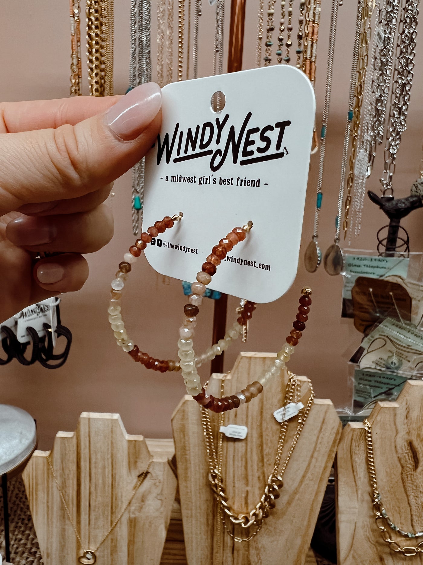 Multi-Color Stone Hoop Earrings