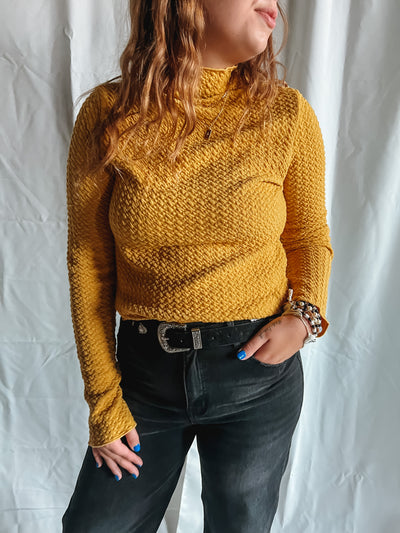 Texture Knit Mock Neck Top