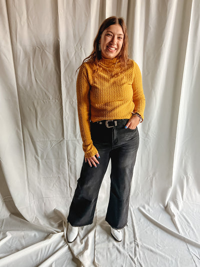 Texture Knit Mock Neck Top