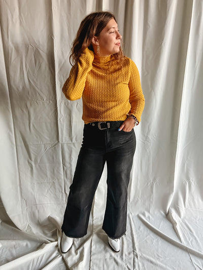 Texture Knit Mock Neck Top