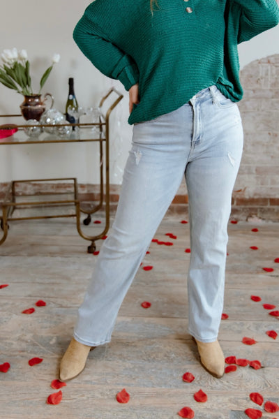 Risen Light Wash High-Rise Straight Jean